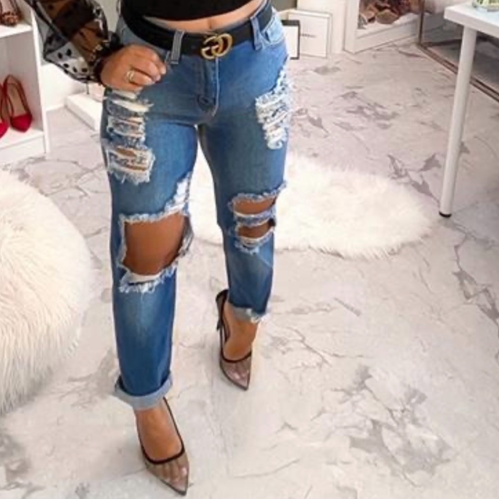 Distressed Mom Jeans